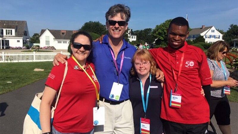 Renee with Special Olympics Chairman Tim Shriver, Amy Bockerstette from Special Olympics Arizona and fellow SSIGM Nyasha Derera from Special Olympics Zimbabwe.