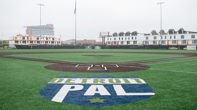 A baseball diamond in Detroit.