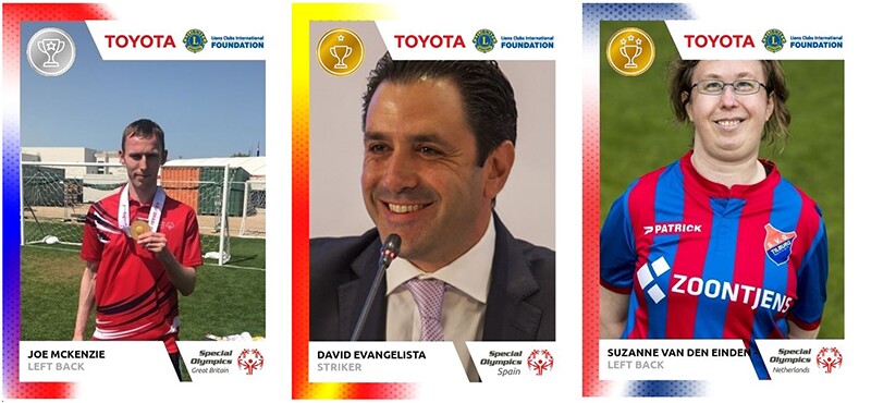 European Football Week 2020 cards featuring Joe McKenzie, David Evangelista, and Suzanne van den Einden