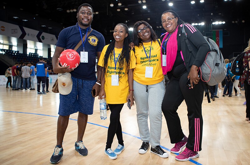 Peter Kanzunguze Jr, a Leo from Blantyre, Malawi (left) with participants at the Special Olympics Global Youth Leadership Forum in Baku, Azerbaijan which took place from 24 to 28 September.