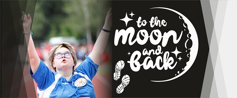 Diletta Martinelli, athletics and cross-country skiing champion, with the To The Moon And Back campaign logo.