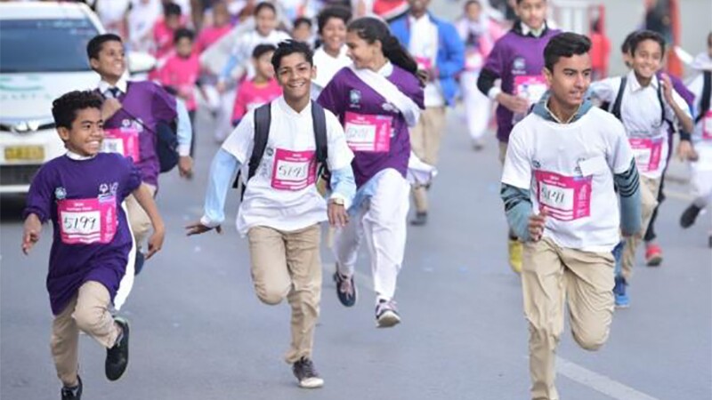 Young athletes running.