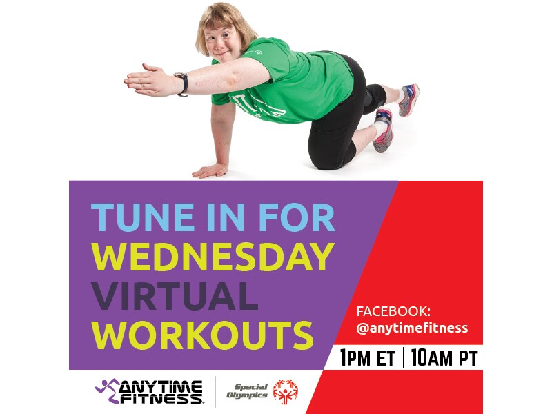 Tune in image for Anytime Fitness workouts: Facebook tune in 1pm ET| 10am PT