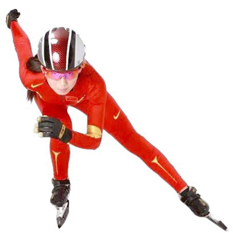Li Xiuming in competition gear while skating.