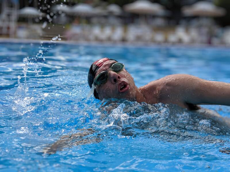 Venezuela athlete Aquiles Heredia swimming the freestyle