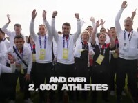 Group of people cheering. 