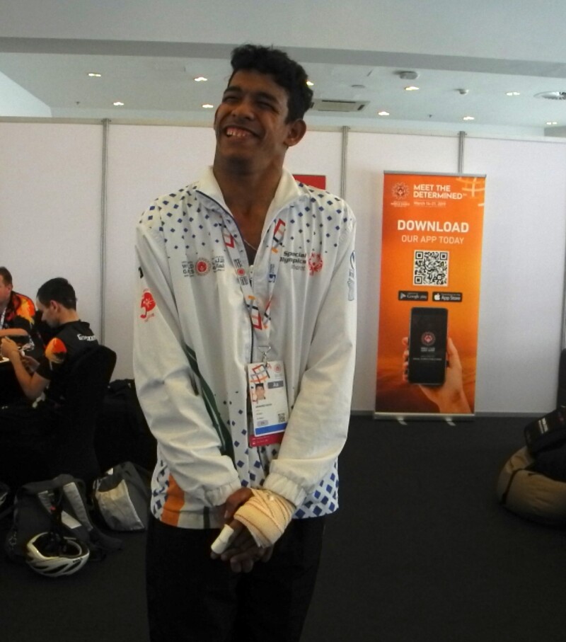 India athlete Abhishek Gogoi smiling for the camera