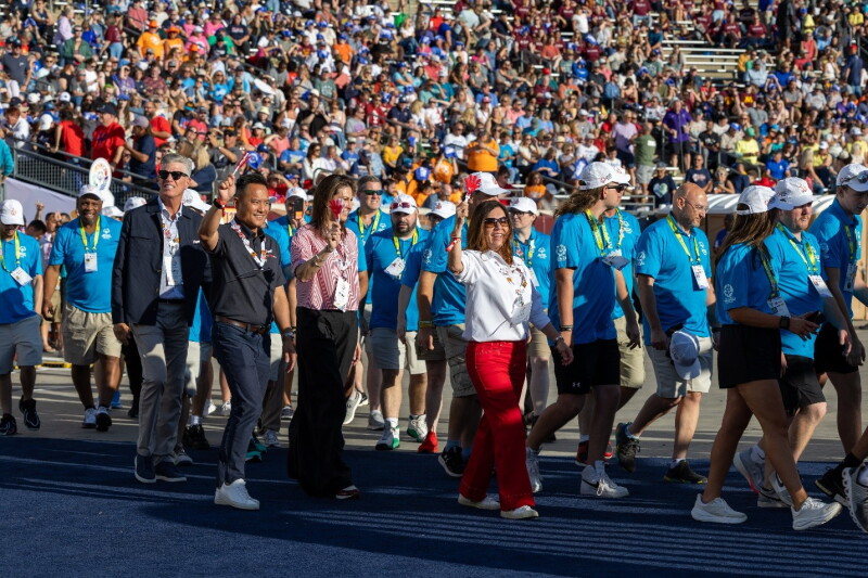 Parade of people. 
