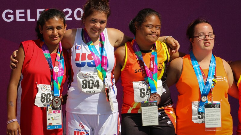 2015 world games track medal stand