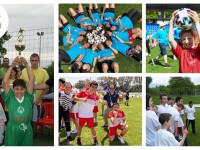 Collage of pictures depicting young people on the football field 
