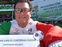 Juan Carlos Contreras Guízar en torneo de fútbol inclusivo.