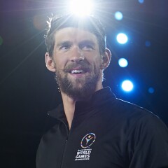 Michael Phelps on stage at Special Olympics World Games Los Angeles 2015