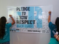 Students writing on a board