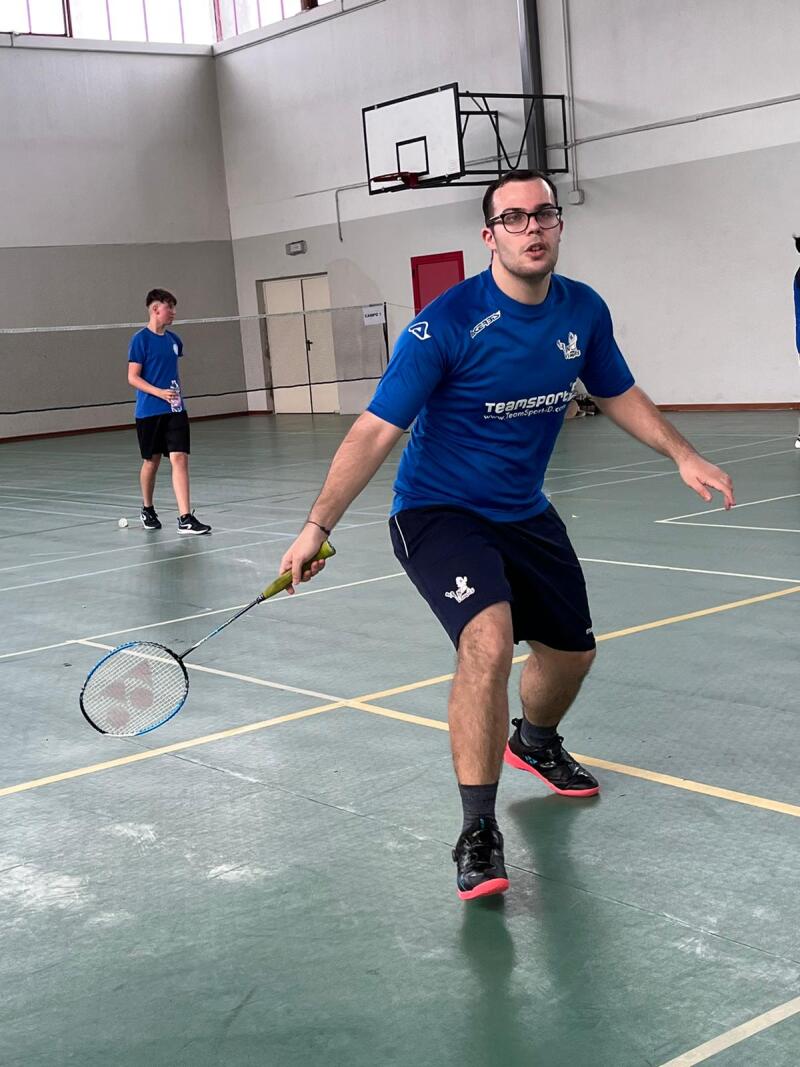 Badminton player in action