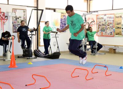 Special Olympics athletes in Jordan participate in SOFIt activities.