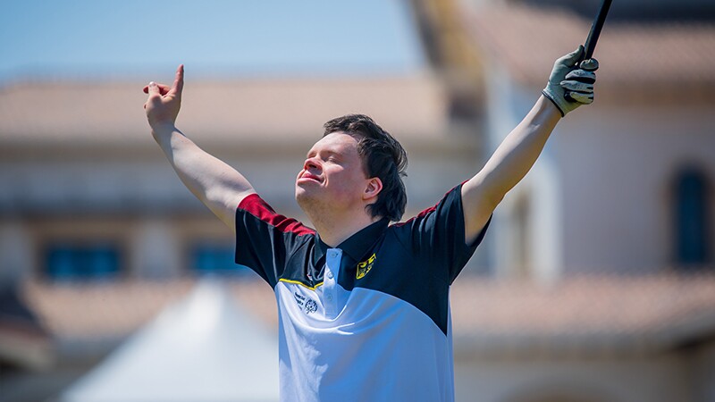 Christophe Schuler on golf course at Special Olympics World Games Abu Dhabi 2019.