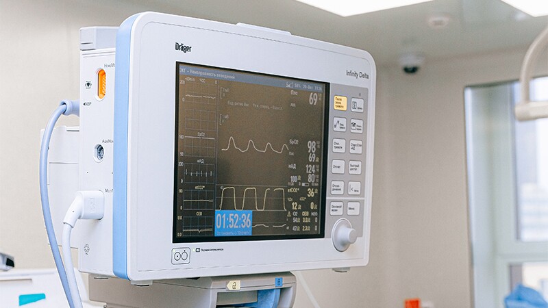 Vitals monitor in a hospital room.