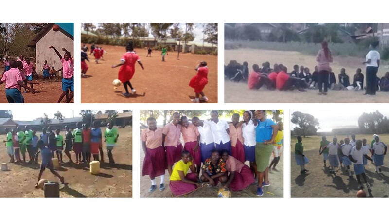six images of young adults and kids performing in activities outside.