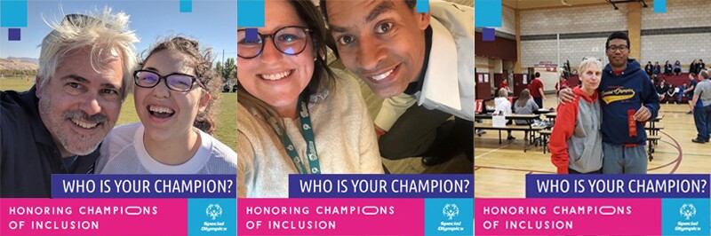 Images of 6 people in three different photos with text that reads: Who is your Champion?
