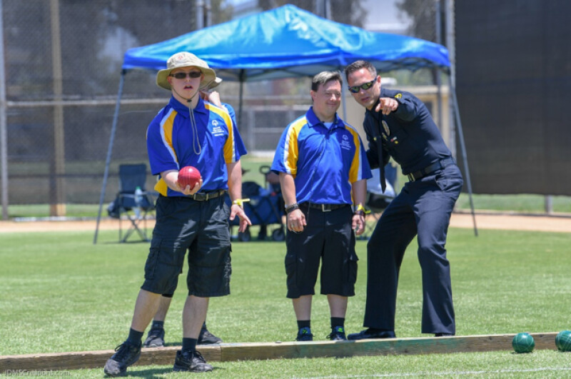 Special Olympics athletes playing bocce