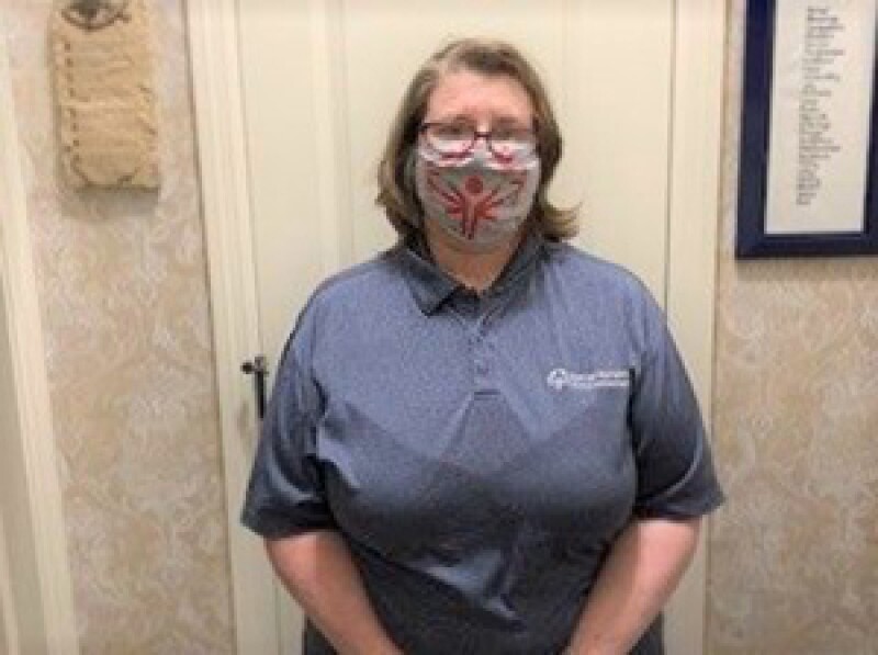 Kayte Barton in a mask.