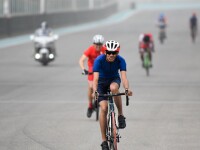 Abhishek Gogoi from Special Olympics India in a bike rac