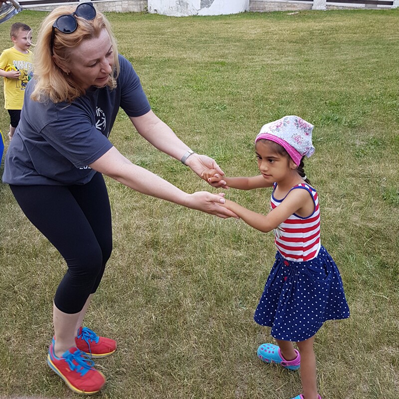 Rosa taking her first steps.