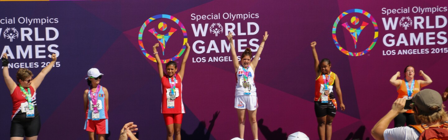 2015 world games track medal stand 2