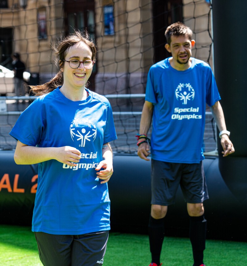 Young Woman Playing Football