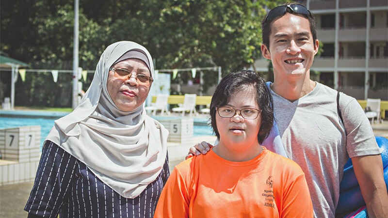 Ratna Mohd Zain, her daughter Nadhrah and Coach JC.