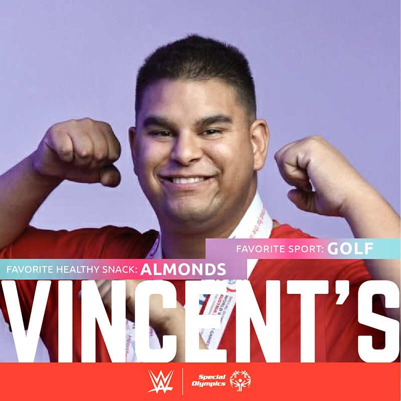 Vince shows his muscles.