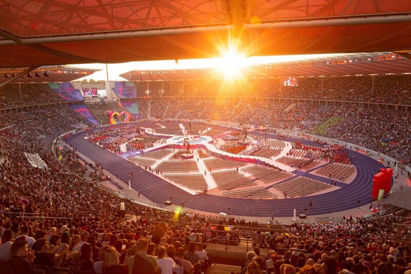 Olympiastadion with 50,000 people in it