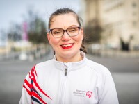 Portrait photo of Special Olympics Great Britain’s figure skater Stephanie Gott smiling at the camera