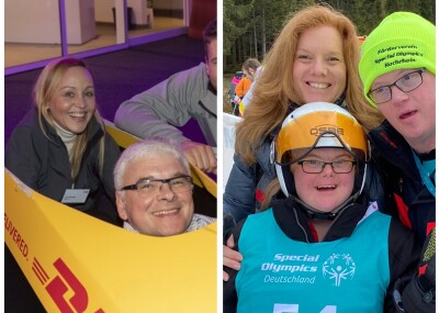 Daniel, Uta, and Klaus standing together as a family.