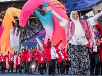 Special Olympics Palestine delegation entering the Olympic stadium at World Games Berlin 2023