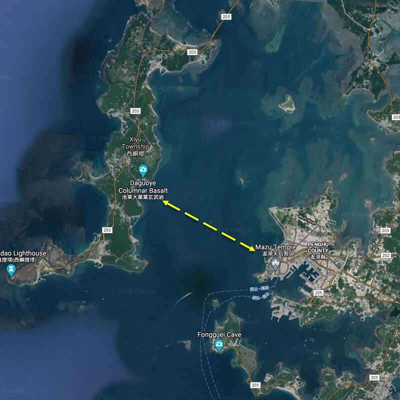 Map of Penghu Bay swim rout.