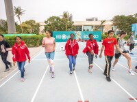 Allyson Felix with 2019 World Games athletes in Dubai, UAE