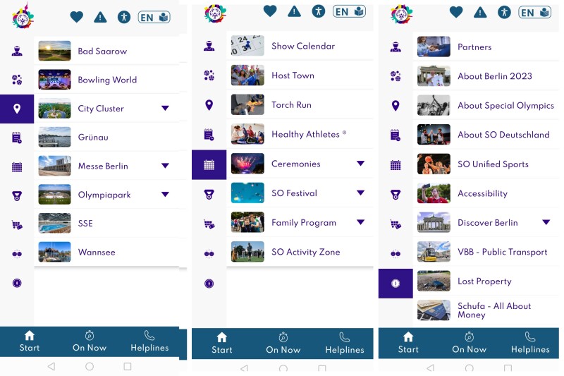 Diferentes opciones del App Berlín 2023