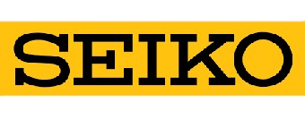 Seiko black text on yellow background logo.