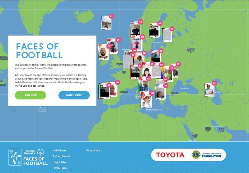 image of the Special Olympics Europe Eurasia Faces of Football Home Page.