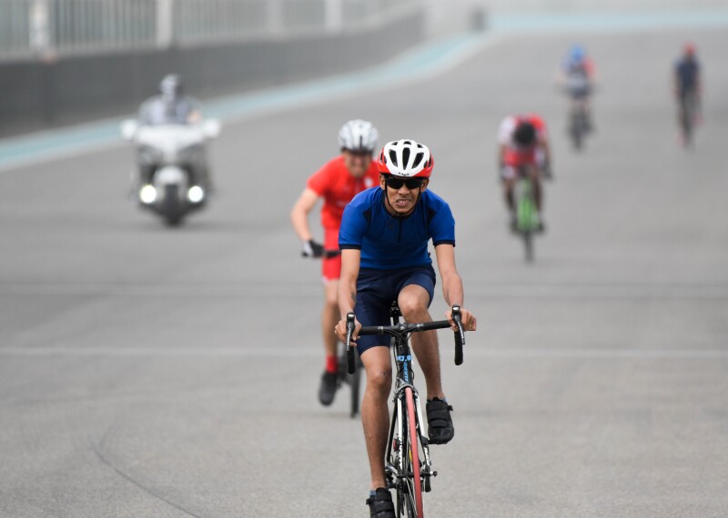 Abhishek Gogoi from Special Olympics India in a bike rac