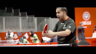Young man excited to play ping pong. 