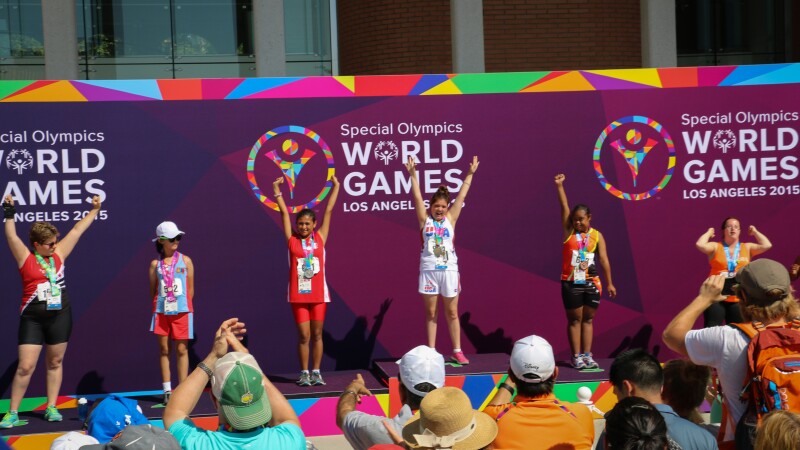 2015 world games track medal stand 2
