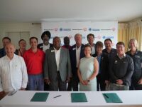 Gathering for the signing of the Lions Clubs International Foundation (LCIF) signed a historic five-year partnership agreement